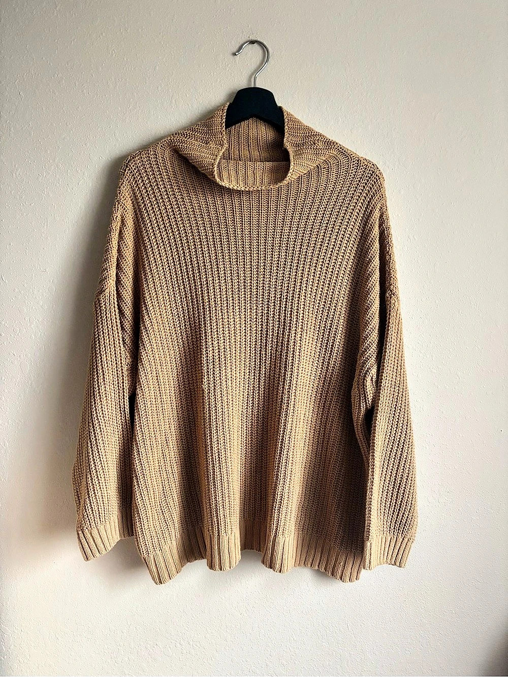 American Eagle Oversized Camel Cowl Neck Sweater Size M